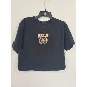 Brooklyn East Side University Graphic Cropped T-Shirt Black Short Sleeve M #3